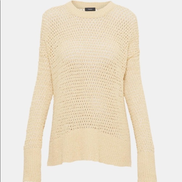 New THEORY Yellow Cotton Nylon Karenia Sweater Size Large - Picture 14 of 14